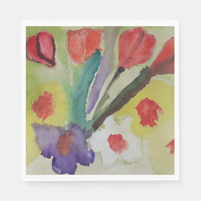 Abstrakt Tulips & Vår blommor Pappersservett (Framsidan)