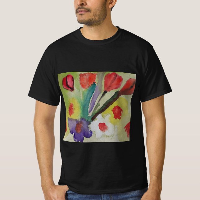 Abstrakt Tulips & Vår blommor T Shirt (Framsida)