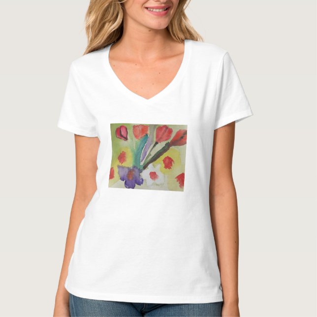Abstrakt Tulips & Vår blommor T Shirt (Framsida)