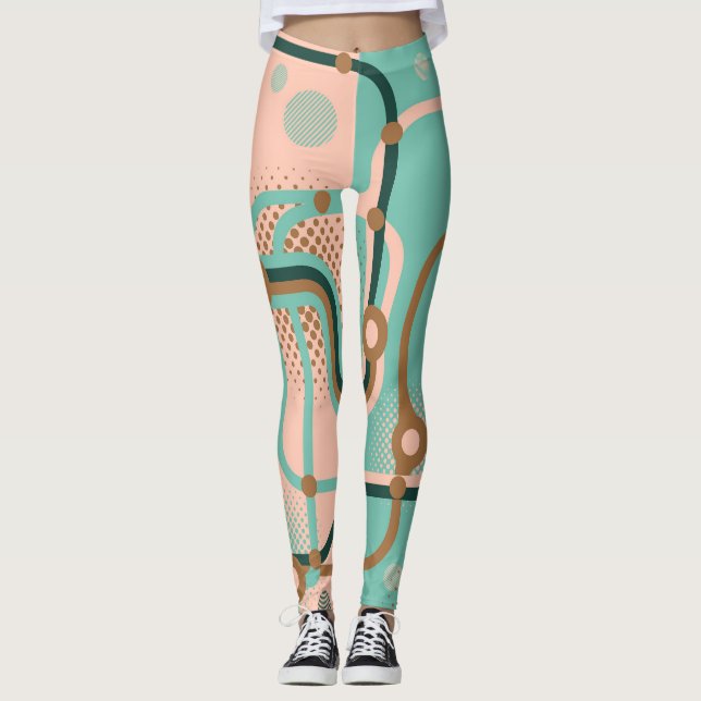 Abstrakt tunnelbanan karta, dubbla mönster. leggings (Framsida)