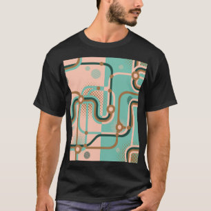 Abstrakt tunnelbanan karta, dubbla mönster. t shirt