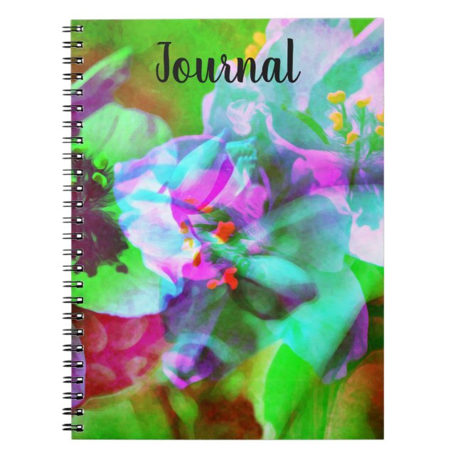 Abstrakt Turcoise Flowers Journal bärbar dator Anteckningsbok (Framsidan)