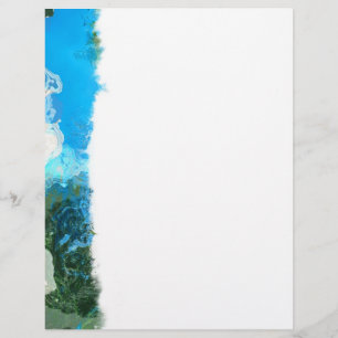 Abstrakt Turcoise Ocean Blue & Sjögräs Brevhuvud