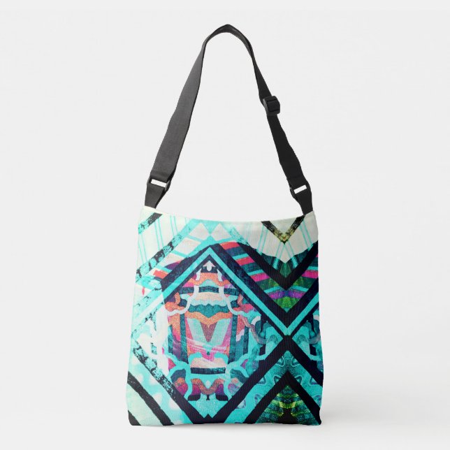 Abstrakt Turcos Crossbody Bag Axelväska (Framsida)