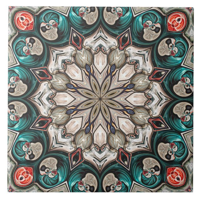 Abstrakt Turcos Mandala Kakelplatta (Framsidan)