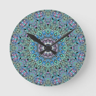 Abstrakt Turcos Mandala Rund Klocka