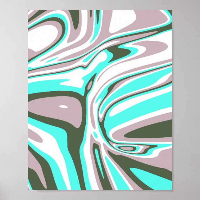Abstrakt Turcos Swirl Mönster Poster (Framsidan)