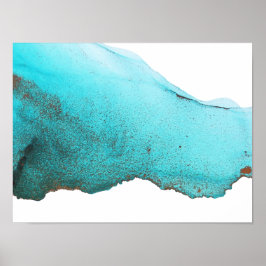 Abstrakt Turcos Teal Guld Alcohol Bläck Poster