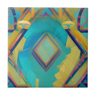 Abstrakt turkos moroccan mosaic kattunge oices kakelplatta