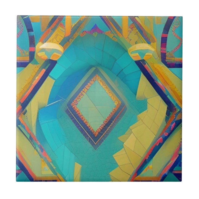 Abstrakt turkos moroccan mosaic kattunge oices kakelplatta (Framsidan)