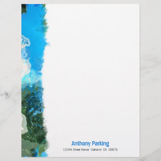 Abstrakt Turkos Ocean Blue & Sjögräs Anpassningsba Brevhuvud