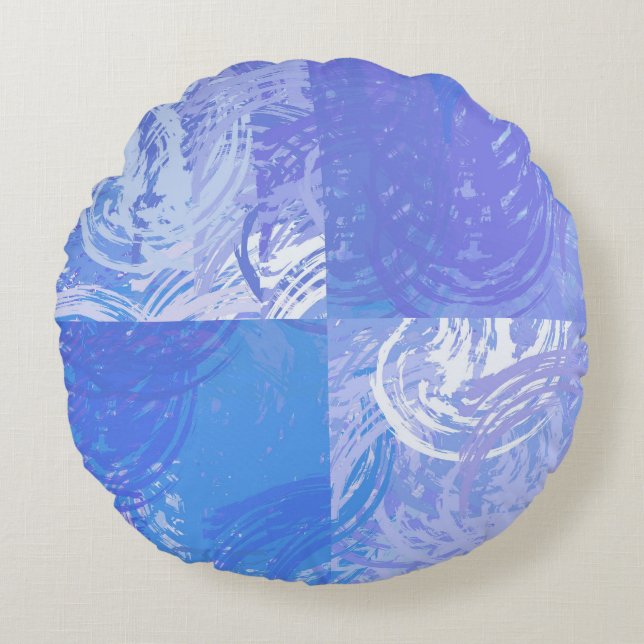 Abstrakt Turkos och Lila Rund Kudde (Framsidan)