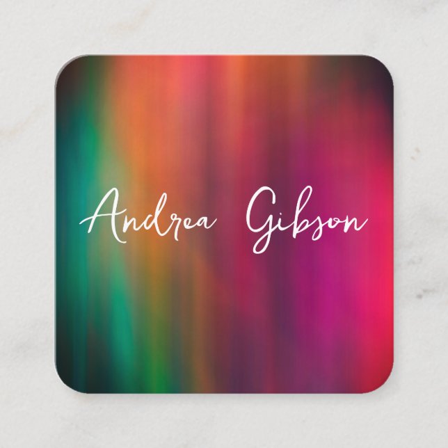 abstrakt turkos orange magenta konst med fetstil fyrkantigt visitkort (Framsida)