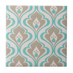 Abstrakt Turkos Taupe Vintage Decorative DIY Kakelplatta