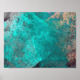 abstrakt turkos teal grunge struktur poster
