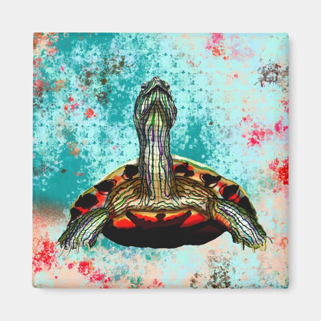 Abstrakt Turtle Artwork Magnet (Framsidan)