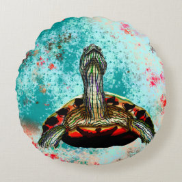 Abstrakt Turtle Artwork Rund Kudde