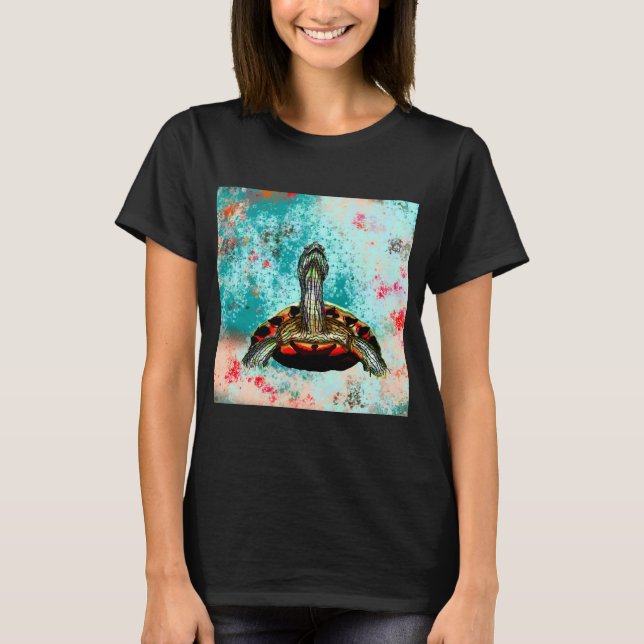 Abstrakt Turtle Artwork T Shirt (Framsida)