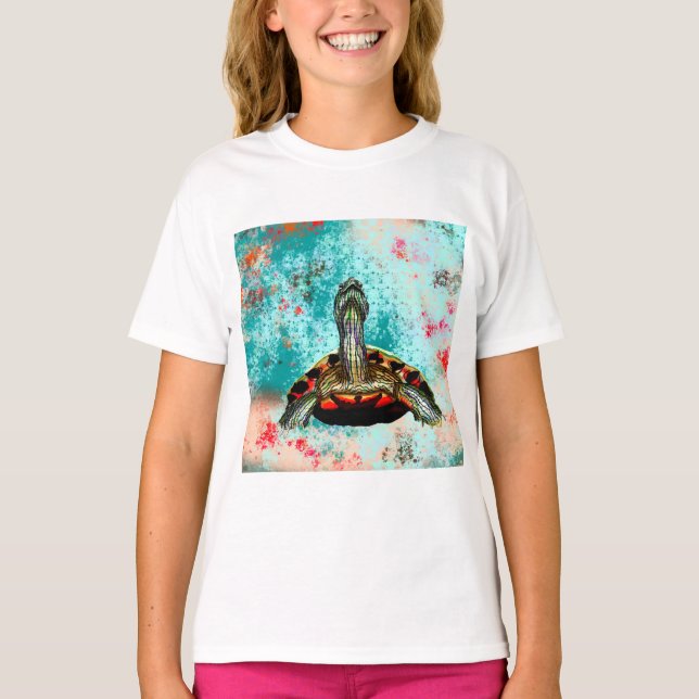 Abstrakt Turtle Artwork T Shirt (Framsida)