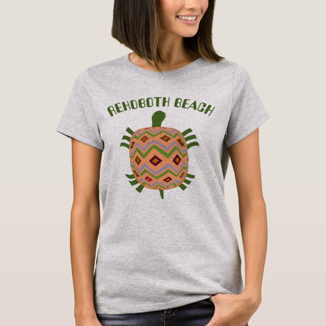 Abstrakt Turtle, redigera stranden namn, T Shirt (Framsida)