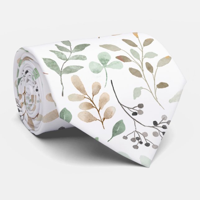 Abstrakt Twigs Löv Grönt White Brown Slips (Rullad)