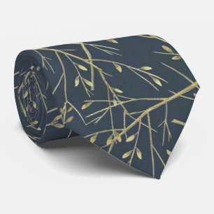 Abstrakt Twigs Navy Blue Grått Slips