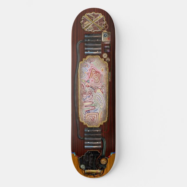Abstrakt - Tygfärg - Urbant samhälle Old School Skateboard Bräda 18 Cm (Framsida)