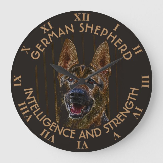 Abstrakt Tyska shepherd Hund Stor Klocka (Framsida)