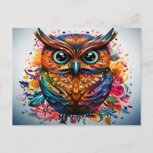 Abstrakt Uggla Bird Art Vykort