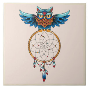 Abstrakt Uggla Dream catcher Kakelplatta
