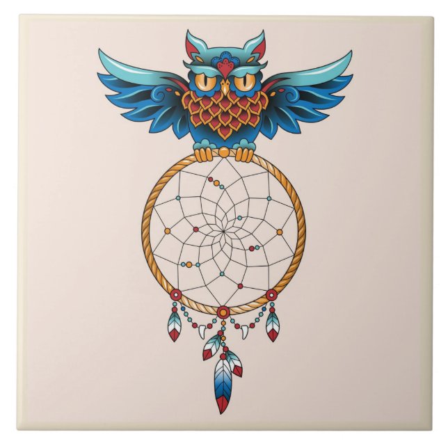 Abstrakt Uggla Dream catcher Kakelplatta (Framsidan)