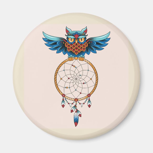 Abstrakt Uggla Dream catcher Magnet (Framsidan)