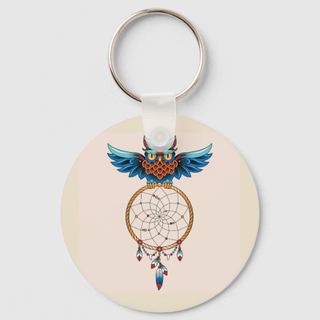 Abstrakt Uggla Dream catcher Nyckelring (Framsida)