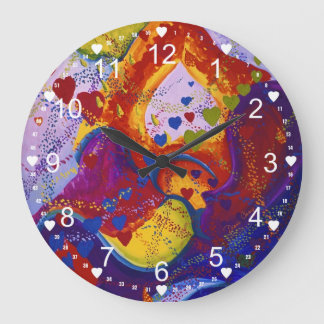 Abstrakt under jord - Crimson & Iris Hearts Stor Klocka