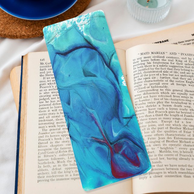 Abstrakt Undervatten Blue Watercolor Big Bookmark (In Situ)