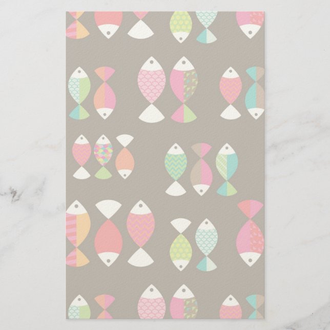 Abstrakt, undervattensfisk mönster 2 brevpapper (Framsida)