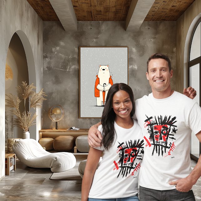 Abstrakt Urban Ansikte - Bold Red & Black Street A T Shirt (Skapare uppladdad)