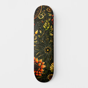 Abstrakt Urban Art Inspired Grunge Solros Mini Skateboard Bräda 18,5 Cm