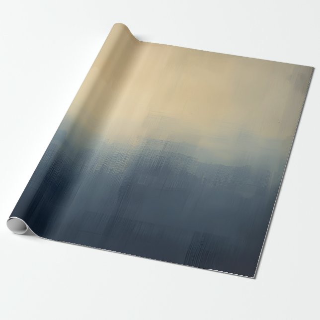 Abstrakt Urban Dimma Presentpapper – Dämpad Blå &  (Utrullad)