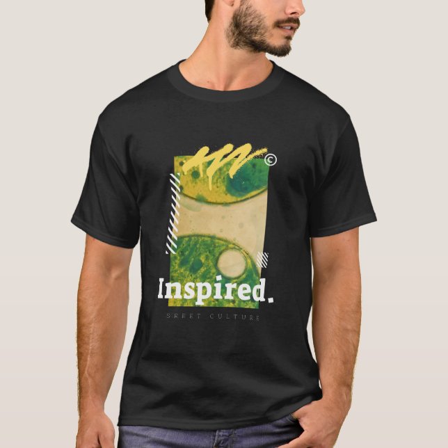 Abstrakt Urban Konst Grön & Gul Estetik T Shirt (Framsida)
