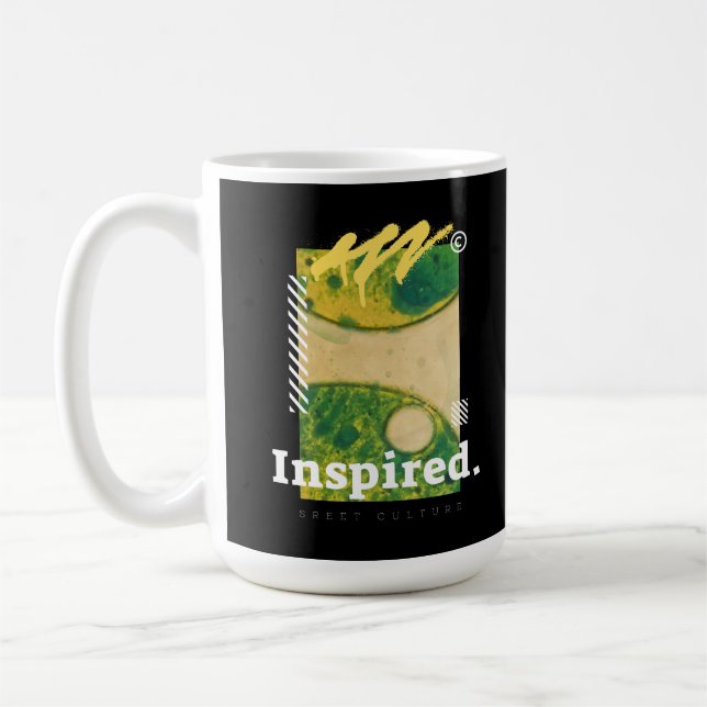 Abstrakt urban konst grön och gul estetik kaffemugg (Vänster)