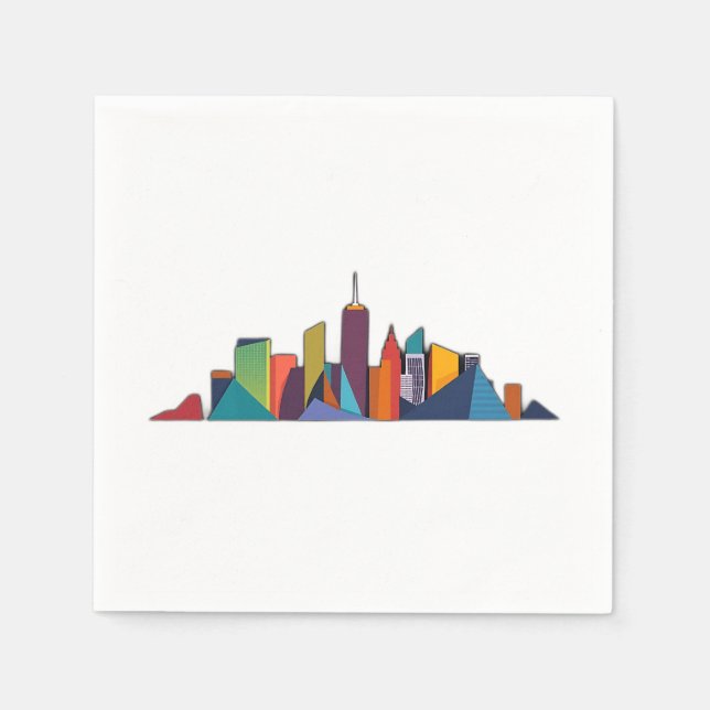 Abstrakt Urban Skyline Vector Pappersservett (Framsidan)