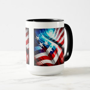 Abstrakt USA flagga Classic Mugg, 15 oz Coffee Mug Mugg