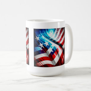 Abstrakt USA flagga Classic Mugg, 15 oz Kaffemugg