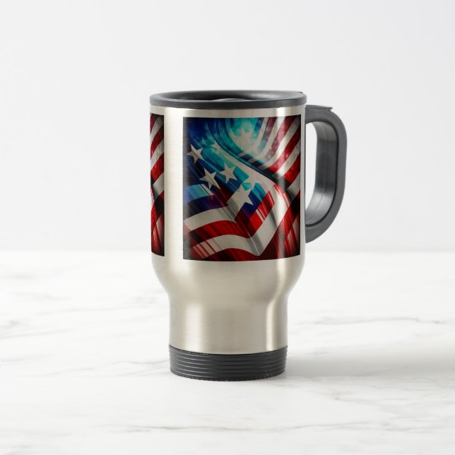 Abstrakt USA flagga Travel/Mugg, 15 oz Resemugg (Framsida höger)
