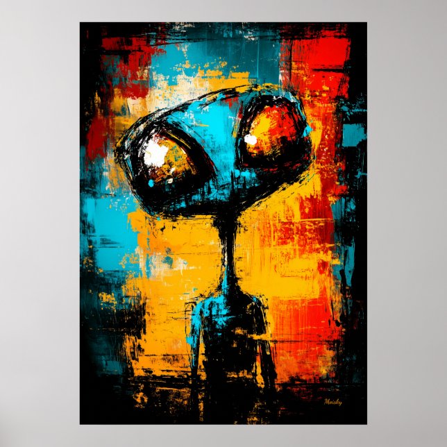 Abstrakt utomjordisk samtida expressionistisk port poster (Framsidan)