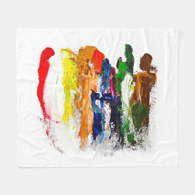 Abstrakt Uttryck för Figurer i Rörelse Fleecefilt (Framsidan (Horisontell))