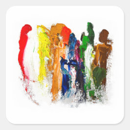 Abstrakt Uttryck för Figurer i Rörelse Fyrkantigt Klistermärke