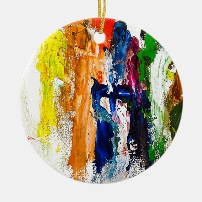 Abstrakt Uttryck för Figurer i Rörelse Julgransprydnad Keramik (Framsidan)