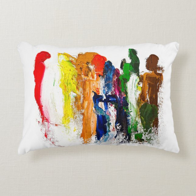 Abstrakt Uttryck för Figurer i Rörelse Prydnadskudde (Framsidan)